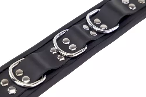 Lederhalsband 3 D-Ringe Schwarz – 4/8