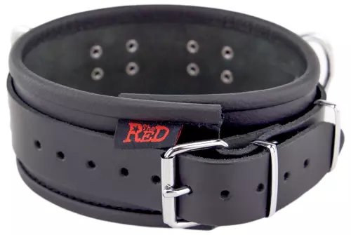 Lederhalsband 3 D-Ringe Schwarz – 8/8