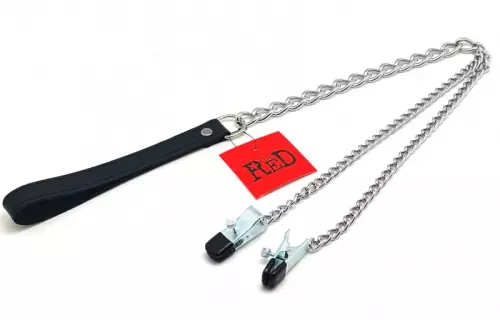 Nippelklemmen mit Leine (Metall Leder) – 2/6