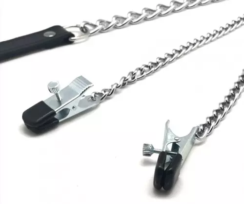 Nippelklemmen mit Leine (Metall Leder) – 5/6