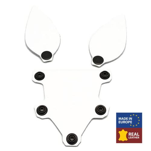 PUPPY SET EARS AND TONGUE IN WHITE LEATHER