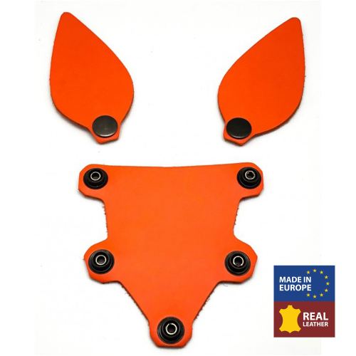 PUPPY SET EARS AND TONGUE IN ORANGE LEATHER
