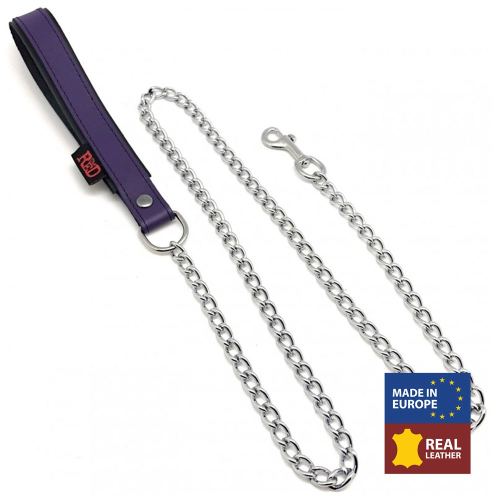 Leash with Leather Handle 1m Violet