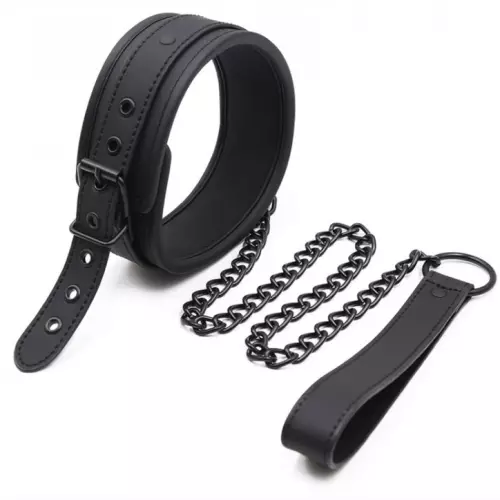 Unterwerfungs-Halsband mit Leine Schwarz – 1/7