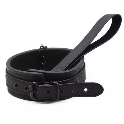 Unterwerfungs-Halsband mit Leine Schwarz – 2/7