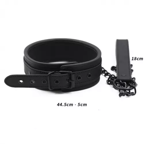 Unterwerfungs-Halsband mit Leine Schwarz – 5/7
