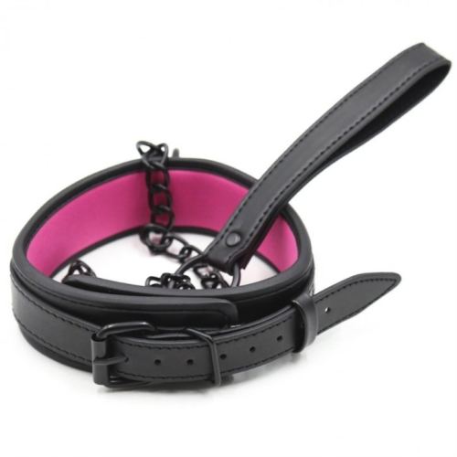 Collar Leash Black - Pink