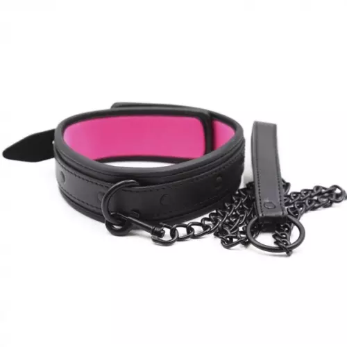 Halsband Leine Schwarz - Rosa – 2/4