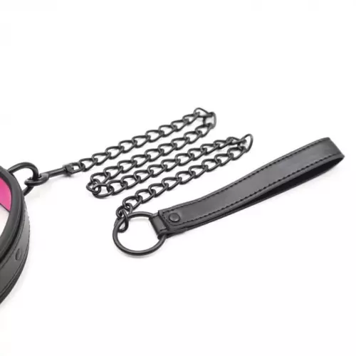 Halsband Leine Schwarz - Rosa – 3/4