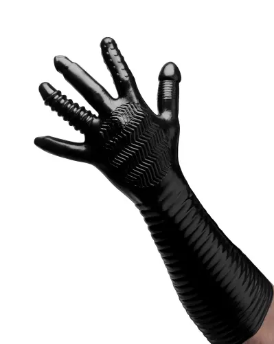 Langer strukturierter Handschuh Pleasure Fister Schwarz – 1/19