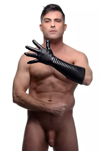 Langer strukturierter Handschuh Pleasure Fister Schwarz – 4/19