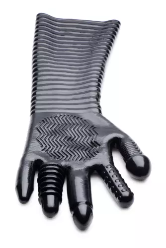 Langer strukturierter Handschuh Pleasure Fister Schwarz – 8/19