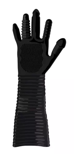 Langer strukturierter Handschuh Pleasure Fister Schwarz – 11/19