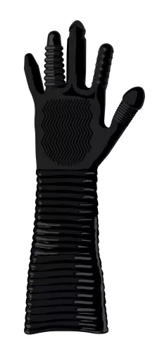 Langer strukturierter Handschuh Pleasure Fister Schwarz – 12/19