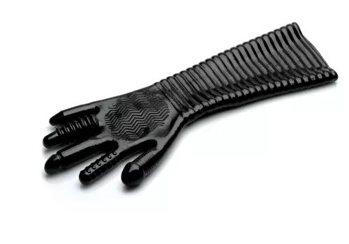 Langer strukturierter Handschuh Pleasure Fister Schwarz – 13/19