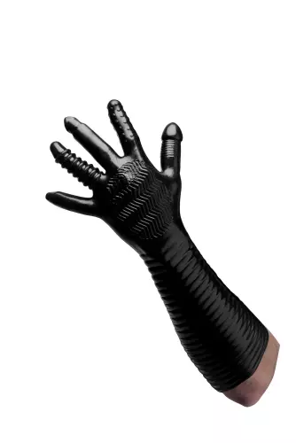 Langer strukturierter Handschuh Pleasure Fister Schwarz – 18/19