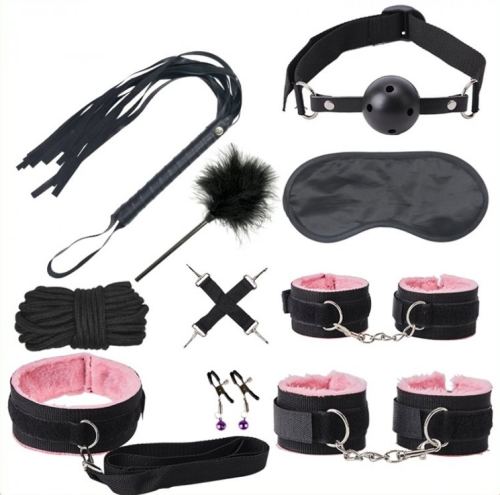 SM-Kit BONDAGE PUSH 9 Teile Schwarz-Rosa