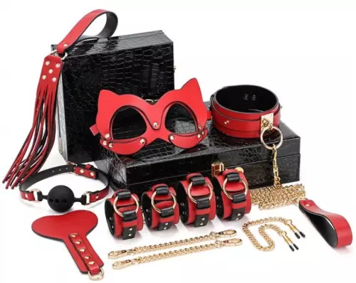 Koffer BDSM Luxury Schwarz-Rot 8 Teile – 1/9