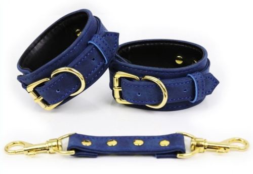 Handschellen Kunstleder Pin Lock Blau