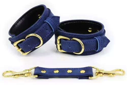 Handschellen Kunstleder Pin Lock Blau – 1/2