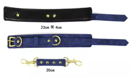 Handschellen Kunstleder Pin Lock Blau – 2/2