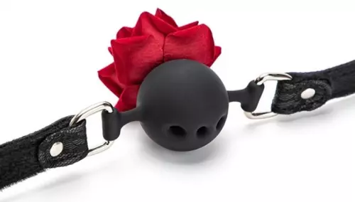 Knebel mit Kugel Rose Bud Gag Schwarz – 2/3