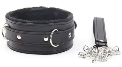 Halsband Leine FUR Schwarz