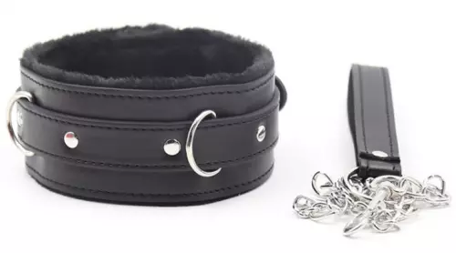Halsband Leine FUR Schwarz – 1/4