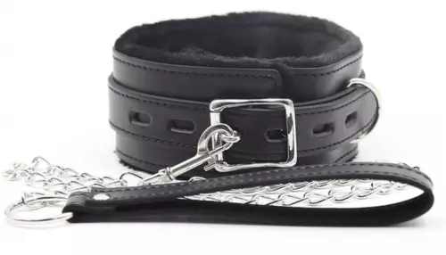 Halsband Leine FUR Schwarz – 2/4