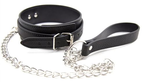 Halsband mit Metallkette Pety Schwarz