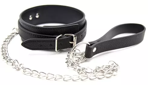 Halsband mit Metallkette Pety Schwarz – 1/4