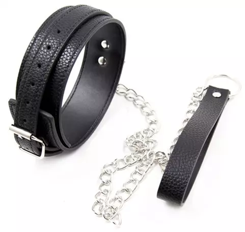 Halsband mit Metallkette Pety Schwarz – 2/4