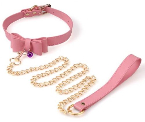 Halsband Leine Bow Rosa