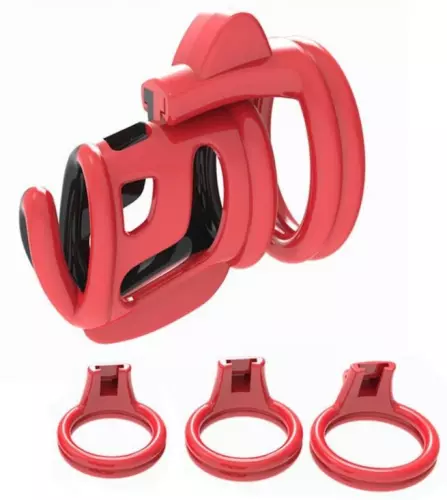 Keuschheitskäfig Cock Cuff 7,5 x 3 cm Rot-Schwarz – 4/6