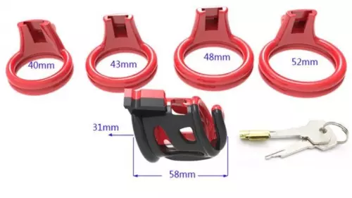 Keuschheitskäfig Cock Cuff 7,5 x 3 cm Rot-Schwarz – 5/6