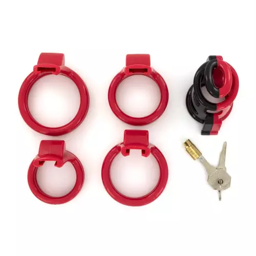 Keuschheitskäfig Cock Cuff 7,5 x 3 cm Rot-Schwarz – 6/6