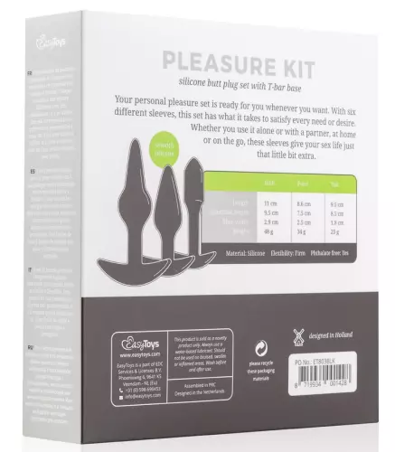 Kit aus 3 Plugs Pleasure Schwarz – 9/12