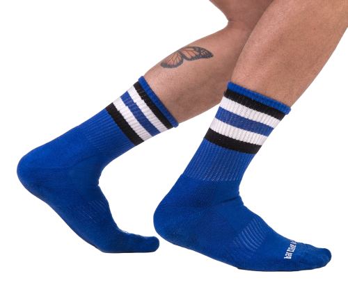 Half Fetish Stripes Socks Blue Black White