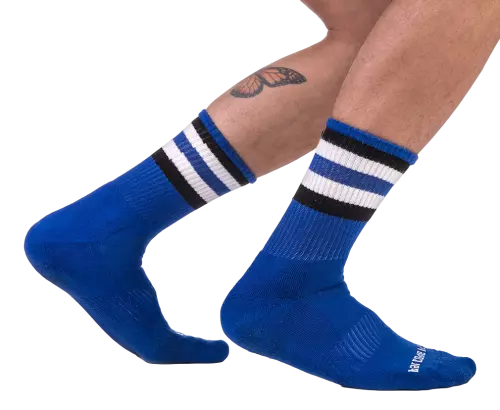 Sokken Half Fetish Stripes Blauw Zwart Wit – 1/2