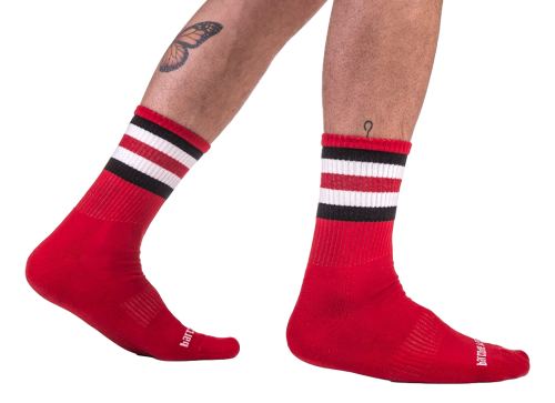 Half Socks Stripes Red Black White