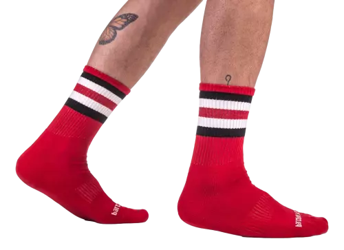 Socken Half Socks Stripes Rot Schwarz Weiß – 1/2