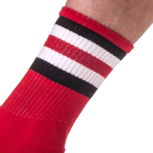 Socken Half Socks Stripes Rot Schwarz Weiß – 2/2