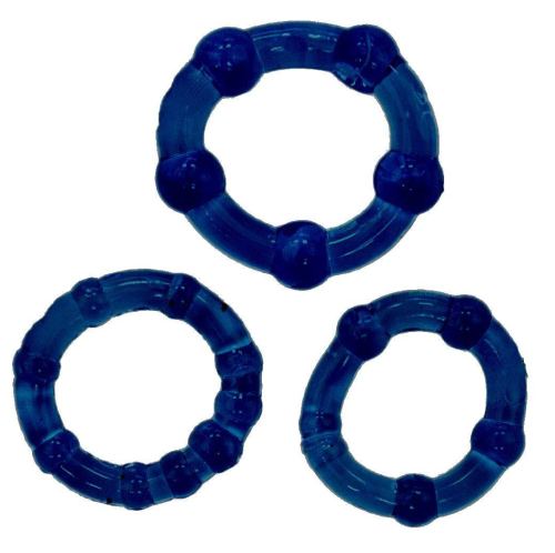 Pack of 3 soft mini blue cockrings