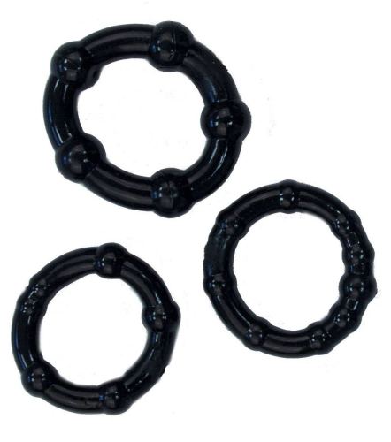 Pack of 3 soft mini black cockrings
