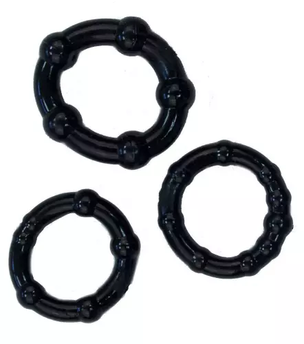 Pack mit 3 flexiblen Mini-Cockrings Schwarz – 1/4