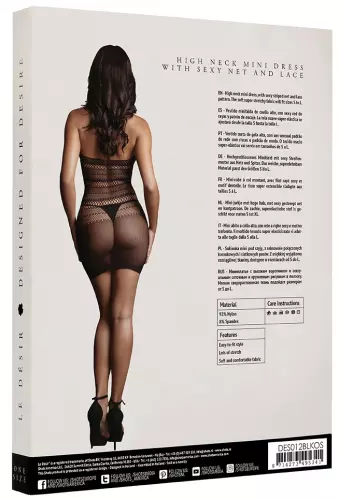 Robe sexy High Lace Neck Net Schwarz – 4/4