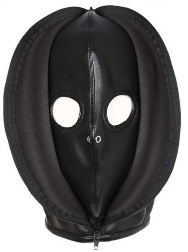 Double Layer Faux Leather Hood black