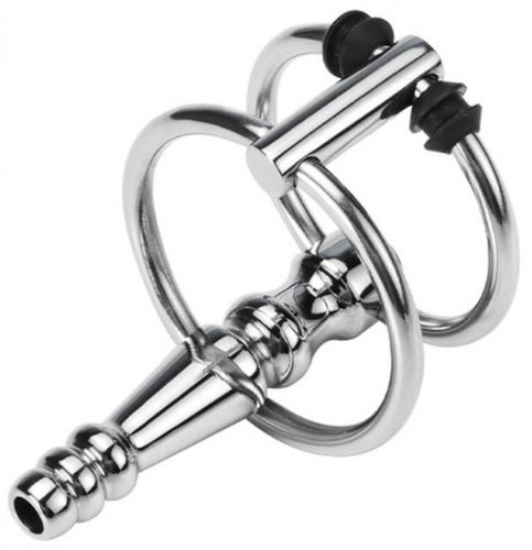 Pierced Urethra Plug Ribbed Ringo 4cm - Diameter 10mm