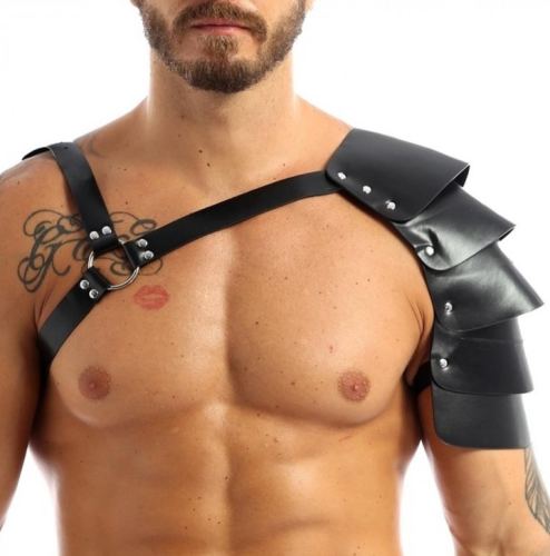 Harness with Shoulder Scales One Armor Faux Leather Black