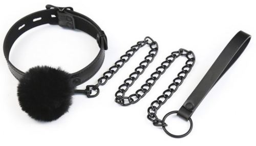 Collar and Leash Ball Top Black